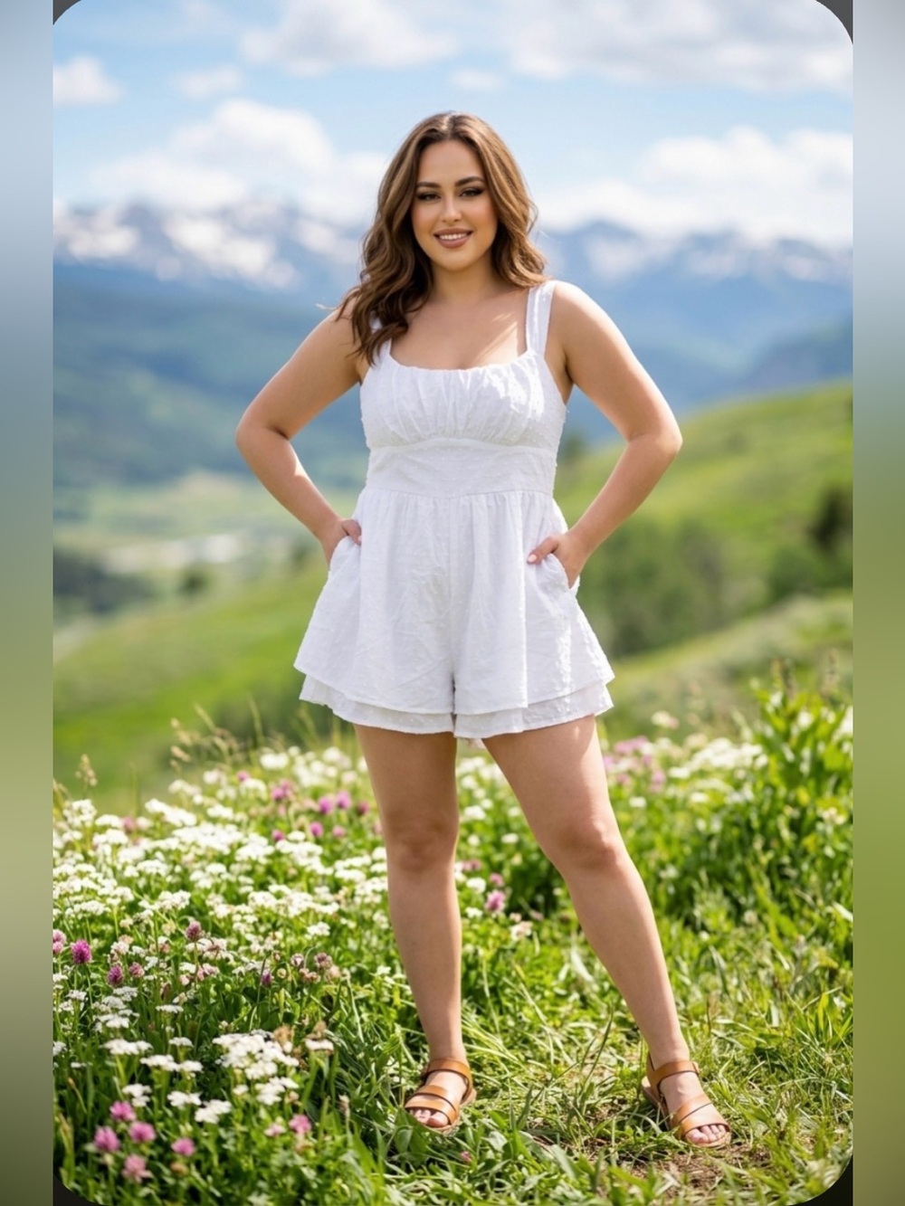STATE White Tiered Romper with Wide Straps
